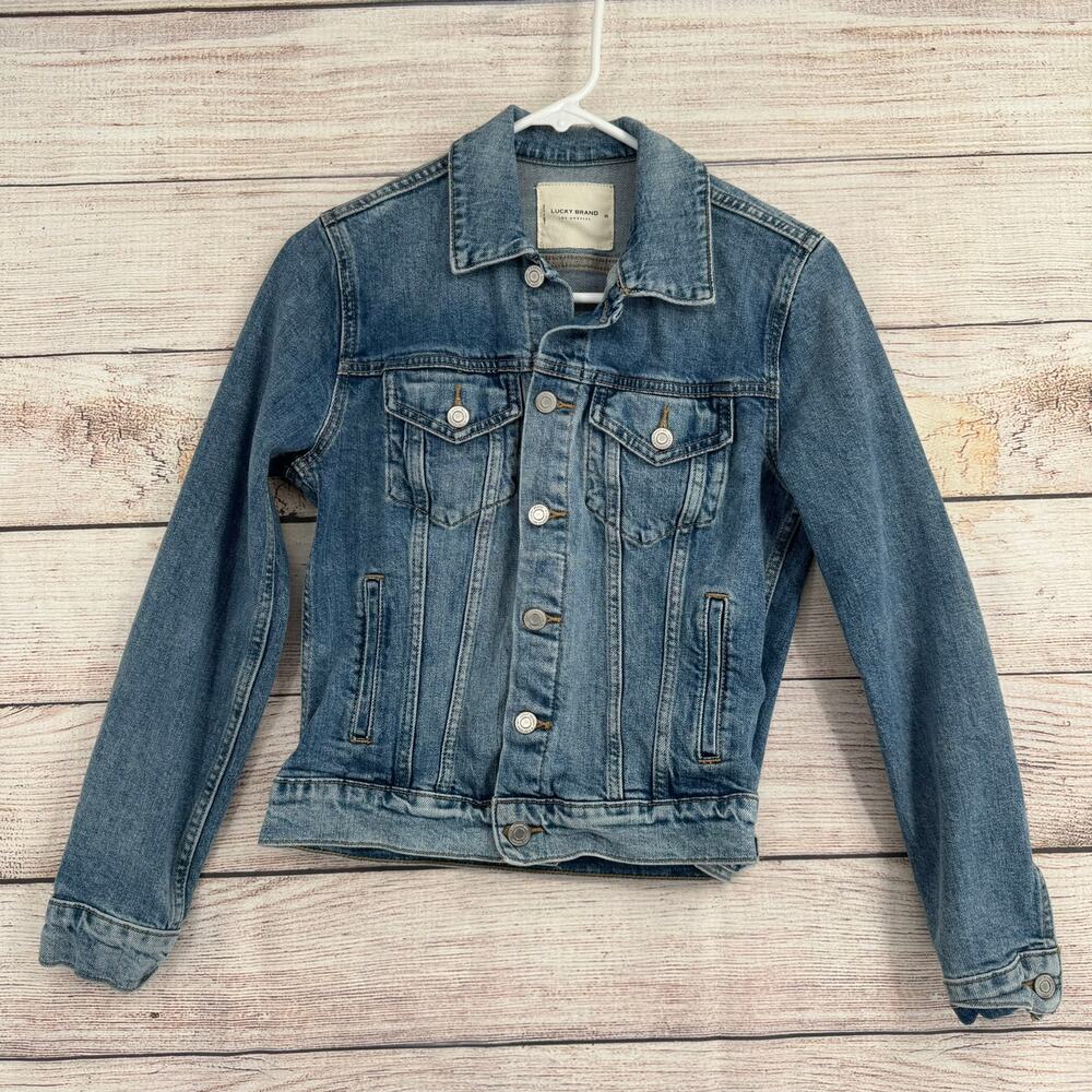 Lucky‎ Brand Tomboy Trucker Denim Jacket Womens XS blue Medium Wash
